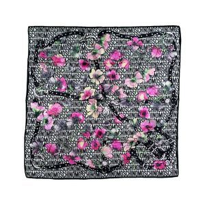 Moschino Pink Poppy & Chains Silk Scarf